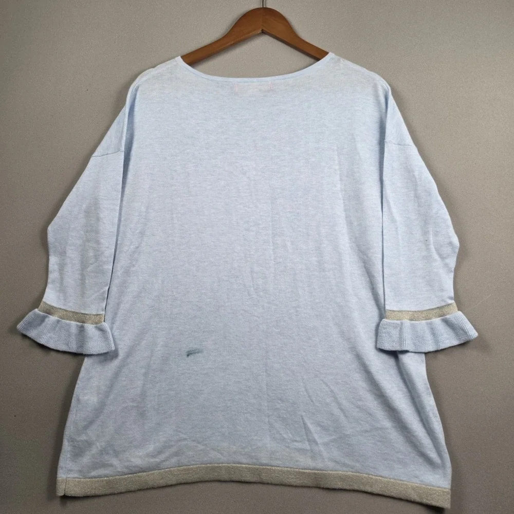 Lilly Pulitzer Marilina Tunic Sweater Womens Small Light Blue Metallic Preppy
